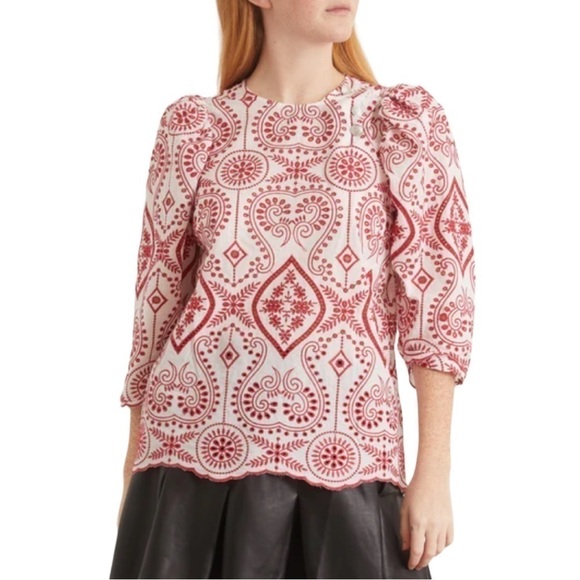 New! Munthe Nifty‎ Embroidered Cotton Blouse - Picture 1 of 11